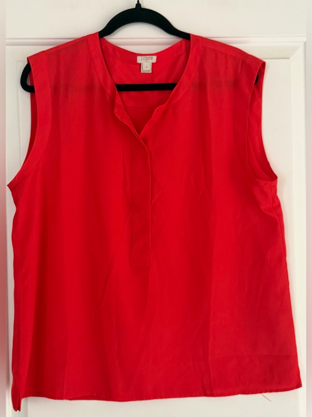 J. Crew Bright Red Sleeveless V-Neck Blouse
